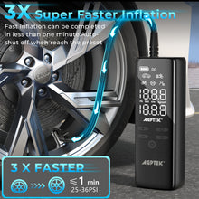 Load image into Gallery viewer, AGPtEK Tire Inflator Portable Air Compressor-150PSI &amp; 7500mAh&amp; 12V DC Tire Pressure Gauge Electric Air Pump,LCD Display with LED Light for Cars, Bikes &amp; Motorcycle Tires, Balls
