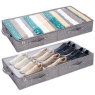 Viayck 2-Pack Under Bed Storage Containers 32L, 4.3 Inches Tall Low Profile Underbed Clothes Storage Organizer Bin with Sturdy Sidewalls/Bottom, Underbed Storage Bins 2 Storage Thin Bins