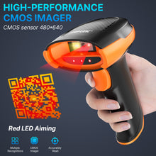 Load image into Gallery viewer, AGPTEK Bluetooth &amp; 2.4GHz Wireless Barcode Scanner with Battery Indicator, Replaceable Battery, 2D/1D QR Code Reader, Wireless Charging Cradle, Ideal for Retail &amp; Warehouse Use
