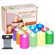 IMAGE 12 Pcs Flameless Flickering Ivory LED Candles with Timer for Wedding, Halloween, Christmas Decor, Party and Home Decoration, Multicolor