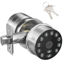 Load image into Gallery viewer, Keypad Door Knob Lock, Electronic Door Handle with Keypad and Key, Automatic Locking, User Managed, 100 Codes, For Office, Warehouse, Bedroom, Garage, Silver
