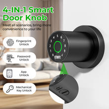 Load image into Gallery viewer, FITNATE 4-in-1 Smart Fingerprint Door Lock - Fingerprint Unlock, Password Unlock, App Control, Emergency Backup Key, Suitable for Office, Home, and Hotel
