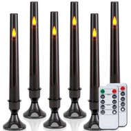 IMAGE 6Pcs Upgraded Flameless Taper Candles with Remote Control Timer Flickering LED Candles for Christmas, Home, Party Decor, Grey