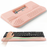 LIMOUS Pink Keyboard Wrist Rest with Keyboard Stand for Desk, Ergonomic Wave Wrist Pad for Computer Keyboard, 2-Angle Adjustable Keyboard Riser with Storage Box, Memory Foam Palm Rest for Office & Gaming, 17.3