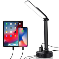 LED Desk Lamp Light w/4 USB Charging Port and 2 AC Power Outlet, 8.2FT Extension Cord Power Strip Station, 3 Level Brightness