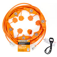 IMAGE 50FT Multi-Outlet Extension Power Cord 3 Prong,for Indoor and Outdoor 7 Socket Inline Outlet. LED Power Indicator.16 Gauge SJTW Cable Nema 5-15P Plug to Nema 5-15R Connector,ETL Listed 7 Outlet Cable