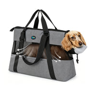 Ownpets XL Cat Dog Purse Carrier, Grey Breathable Mesh, Fits 20lbs