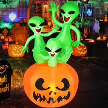 Load image into Gallery viewer, 6FT Halloween Inflatable Pumpkin Alien Blow Up Decor with Built-in LED Lights Outdoor
