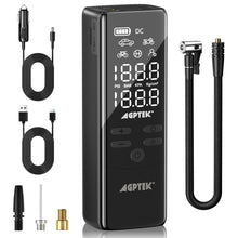 Load image into Gallery viewer, AGPtEK Tire Inflator Portable Air Compressor-150PSI &amp; 7500mAh&amp; 12V DC Tire Pressure Gauge Electric Air Pump,LCD Display with LED Light for Cars, Bikes &amp; Motorcycle Tires, Balls
