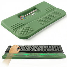 Load image into Gallery viewer, LIMOUS Green Keyboard Wrist Rest with Keyboard Stand for Desk, Ergonomic Wave Wrist Pad for Computer Keyboard, 2-Angle Adjustable Keyboard Riser with Storage Box, Memory Foam Palm Rest for Office &amp; Gaming, 17.3"
