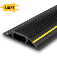 Floor Cable Cover, 6.5 Ft Floor Cord Protector 3 Channels Contains Cords, Cables and Wires, Perfect for Office, Home, Workshop, Warehouse, Concert, or Other Outdoor Surroundings ( Black )