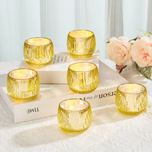 Load image into Gallery viewer, IMAGE Elegant Votive Gold Glass Tea Light Holders Set of 6, for Weddings, Diwali, Home Decor, and Special Events
