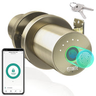 Fingerprint Door Knob, FITNATE Smart Biometric Door Lock Fingerprint Door knob with App Control, User management Management, Touch to Open Knob for Bedroom,Home,Hotel,Office, Bronze Golden