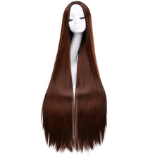 Load image into Gallery viewer, AGPtEK 40&quot; Straight Long Wig Synthetic Wig Part in the Middle Anime Costume for Party, Cosplay, Daily-Use and Festivals, Dark Brown
