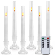 IMAGE 6Pcs Upgraded Flameless Taper Candles with Remote Control Timer Flickering LED Candles for Christmas, Home, Wedding Decor, White