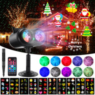 HAKUTA Halloween Christmas Laser Projector Lights 3-in-1 Wave Ocean Effect LED Projector with 10 Slides/80 HD Patterns for Christmas, New Year, Birthday, Halloween, Thanksgiving Decor