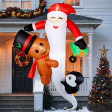 Load image into Gallery viewer, CAMULAND 8 FT Hanging Christmas Inflatable Outdoor Decorations Hanging Santa Built-in Bright LEDs, Climbing Santa Claus with Gift Bag Santa Blow Up Christmas  for Windows Eaves Roofs Decor

