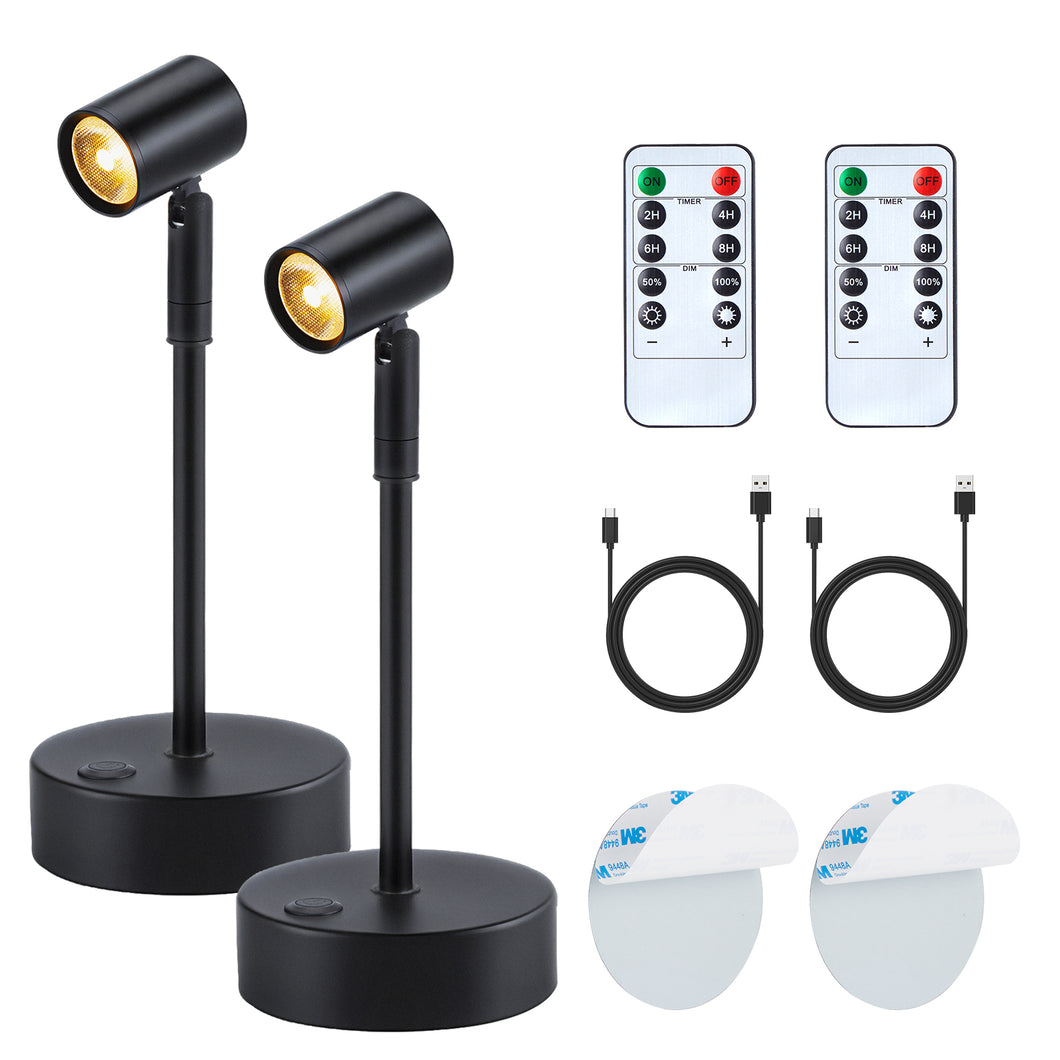 IMAGE 2 Pack Magnetic Cordless Spotlight High-Power Adjustable Table Accent Light for Wall Decoration Picture, Plants, Artwork, Cabinet, Warm White