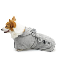 Ownpets Dog Bathrobe Towel, Super Absorbent Soft Dog Drying Robe with Cap & Pocket for Bathing & Beach Trips for Dogs and Cats - Size S