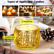 Load image into Gallery viewer, IMAGE Elegant Votive Gold Glass Tea Light Holders Set of 6, for Weddings, Diwali, Home Decor, and Special Events
