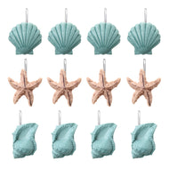 AGPtek 12PCS Home Seashell Anti Rust Decorative Resin Hooks for Bathroom Shower Curtain,Living room Curtain.Blue Shell