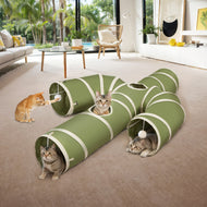 Ownpets Green Cat Tunnel Cactus-Shaped with Cat Wand Toy Interactive Peek Hole Pet Tunnel Tube