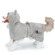 Ownpets Dog Bathrobe Towel, Super Absorbent Soft Dog Drying Robe with Cap & Pocket for Bathing & Beach Trips for Dogs and Cats - Size M