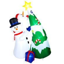 Load image into Gallery viewer, CAMULAND Inflatable Christmas Tree, 7FT Snowman Picking Stars with Built-in LED Lights, Blow Up Inflatable Christmas Decorations for Party Outdoor, Yard, Garden, Lawn, Winter Décor
