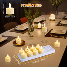 Load image into Gallery viewer, IMAGE 12Pcs Flameless Candles with Remote Control Timer &amp; Charging Base, Rechargeable Battery LED Tea Lights Candles Small Votive for Mantle Weddings Christmas Decorative Fall Table Centerpieces, 1.53" x 2.17"
