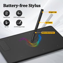Load image into Gallery viewer, IMAGE Drawing Tablet 9.45 x 6.1 Inch Large Active Area, 8192 Levels Pressure Battery-Free Pen, 12 Customizable Shortcut Keys, Graphics Tablet for Digital Drawing &amp; Design, Compatible with Windows Mac Android
