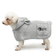 Ownpets Dog Bathrobe Towel, Super Absorbent Soft Dog Drying Robe with Cap & Pocket for Bathing & Beach Trips for Dogs and Cats - Size XS