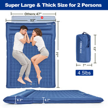 Load image into Gallery viewer, CAMULAND Double Camping Sleeping Pad, 4.7" Ultra-Thick Self Inflating 2 Person Inflatable Mat with Built-in Pillow Foot Pump, Waterproof for Backpacking, Hiking, Tent, RV Travel, Navy Blue
