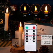 Load image into Gallery viewer, IMAGE 12Pcs LED Taper Candles Light Set, 5.3 inches Dripping Flameless 3D Wick Ivory Candles with Clip-on Christmas Tree Design, 10-Key Remote with Timer, Warm White Light, Battery Operated for Versatile Decoration
