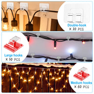 IMAGE 140PCS Outdoor String Light Hooks Set, Clear Adhesive Cable Clips for Fairy Lights, Cables