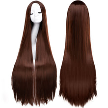 Load image into Gallery viewer, AGPtEK 40&quot; Straight Long Wig Synthetic Wig Part in the Middle Anime Costume for Party, Cosplay, Daily-Use and Festivals, Dark Brown

