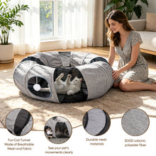 Load image into Gallery viewer, Ownpets 2 in 1 Collapsible Cat Tunnel for Indoor Cats with Cushion Bed
