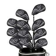 WELSPO 11 Pack Magnetic Golf Iron Head Covers, Embroidered Club Label on Both Sides of Golf Club Covers for Irons and Wedge, Synthetic Leather Club Headcover, Universal Fit Main Iron Clubs