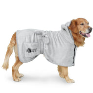 Ownpets Dog Bathrobe Towel, Super Absorbent Soft Dog Drying Robe with Cap & Pocket for Bathing & Beach Trips for Dogs and Cats - Size L