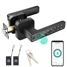 Load image into Gallery viewer, FITNATE Smart Fingerprint Door Lock – Keyless Entry Lever with APP, IC Card, Code, Key &amp; Biometric Unlock for Bedroom, Home, Hotel, Office, Apartment
