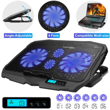 Load image into Gallery viewer, AGPTEK Gaming Laptop Cooling Pad Notebook Holder Compatible up to 17” Laptops/PS4/Router - Blue LED
