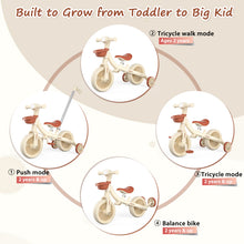 Load image into Gallery viewer, WELSPO 5-in-1 Toddler Tricycle with Push Handle, Kids Balance Bike, Baby Balance Bike 2 Year Old, with Removable Pedals, Training Wheels, for Boys &amp; Girls Ages 2 3 4 5
