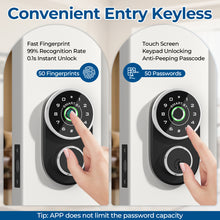 Load image into Gallery viewer, FITNATE Smart Fingerprint Door Knob with Keypad, App Control, 4-in-1 Keyless Entry, Biometric Lock for Bedroom, Office, Rental Use
