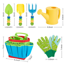 Load image into Gallery viewer, FITNATE Green Kids Garden Tools Set,6 PCS Garden Tools Including Watering Can, Shovel, Rake, Fork, Children Gardening Gloves and Garden Tote Bag, All in One Set
