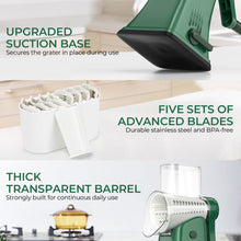 Load image into Gallery viewer, Multifunctional Cheese Grater 5-in-1 Stainless Steel Blade Set for Slicing, Shredding, and Grinding with an Enlarged Feeding Port
