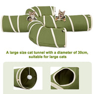 Ownpets Green 12 inch Diameter Cat Tunnel, Large Interactive Peek Hole Pet Tunnel Tube with Cat Wand Toy, Cactus-Shaped Cat Tunnel Toy