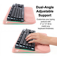 Load image into Gallery viewer, LIMOUS Pink Keyboard Wrist Rest with Keyboard Stand for Desk, Ergonomic Wave Wrist Pad for Computer Keyboard, 2-Angle Adjustable Keyboard Riser with Storage Box, Memory Foam Palm Rest for Office &amp; Gaming, 17.3"
