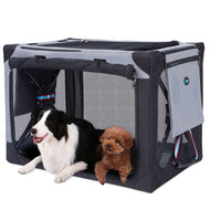 Ownpets 38 Inch Collapsible Dog Crate Portable Travel Dog Soft Crate, 3-Door Dog Kennel with Detachable Storage Bag and Double-Sided Mat