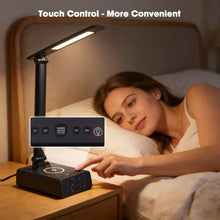 Load image into Gallery viewer, IMAGE LED Desk Lamp with Wireless Charging, Adjustable Brightness &amp; Foldable Design, Touch Control, USB Charging Port, Dual Alarm Clock and Time Display – Multi-Function Table Lamp for Home, Office, Dorm, or Bedside
