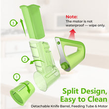Load image into Gallery viewer, FITNATE Electric Vegetable Slicer Handheld Cordless Salad Shooter One-Touch Easy Control Rotary Grater &amp; Shredder, 4 Blades, Dual Storage Cups, Upgraded Safety Protection, Green
