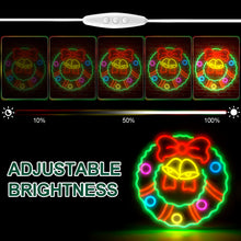 Load image into Gallery viewer, Christmas Wreath LED Neon Sign—Festive Decoration, 5 Brightness Levels, USB Powered, Energy Efficient, Ideal for Living Room, Bedroom, Christmas Party Decor
